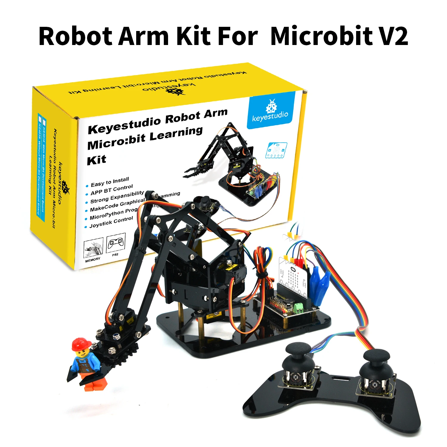 Keyestudio 4DOF Microbit V2 Robot Arm Starter Kit Acrylic Mechanical Claw Toys for MicroBit Robot Kit DIY Robot STEM Programming Keyestudio 4DOF Microbit V2 Robot Arm Starter Kit Acrylic Mechanical Claw Toys for MicroBit Robot Kit DIY Robot STEM Programming