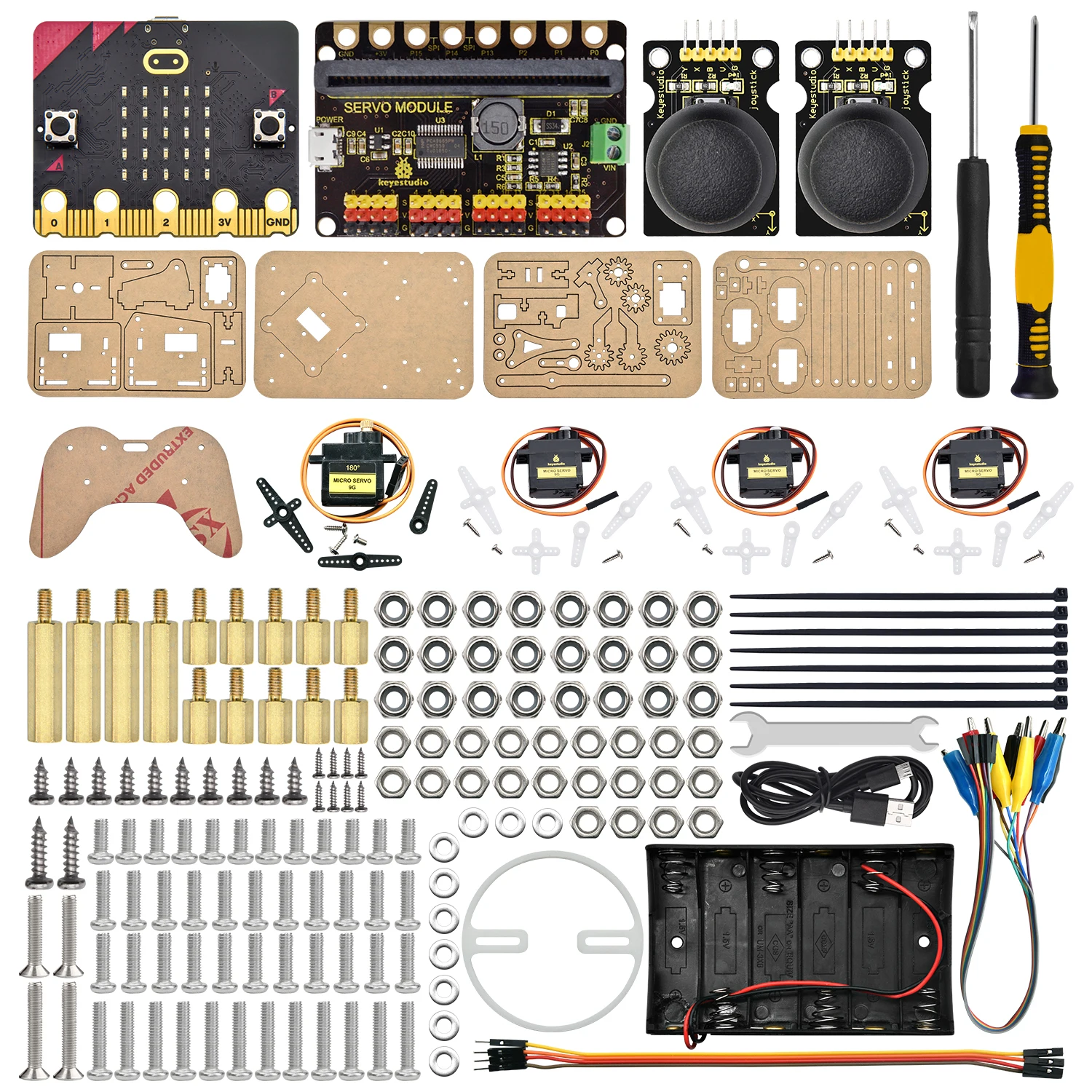 Keyestudio 4DOF Microbit V2 Robot Arm Starter Kit Acrylic Mechanical Claw Toys for MicroBit Robot Kit DIY Robot STEM Programming