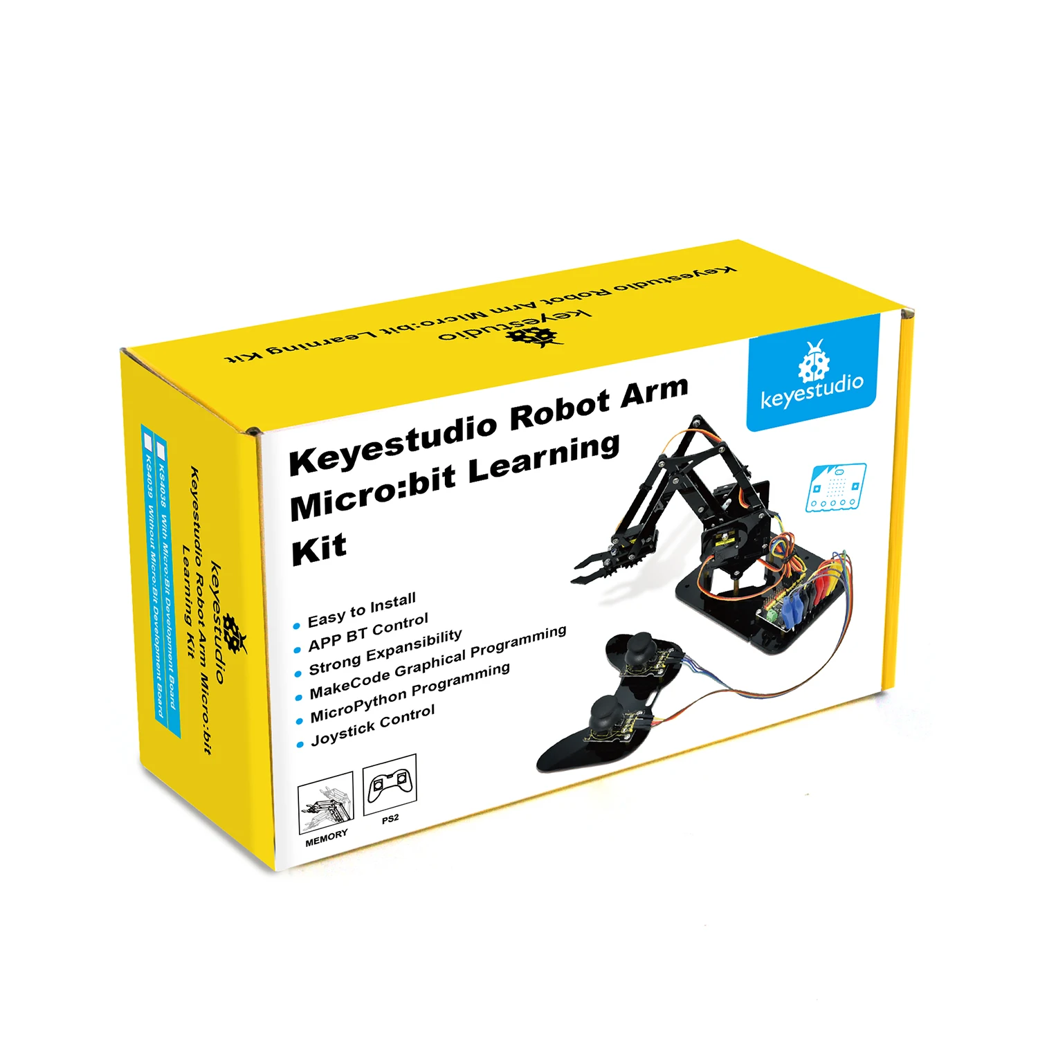 Keyestudio 4DOF Microbit V2 Robot Arm Starter Kit Acrylic Mechanical Claw Toys for MicroBit Robot Kit DIY Robot STEM Programming
