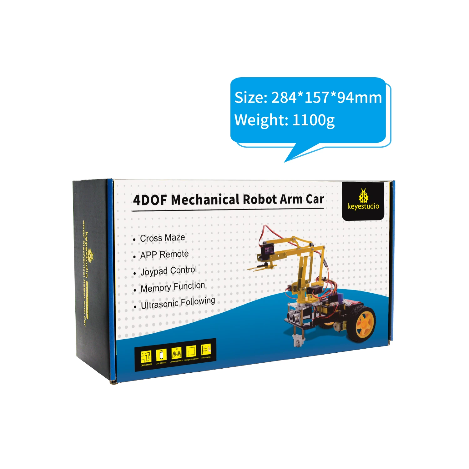 Keyestudio Complete 4DOF Metal Arm Robot Car Kit W/PS2 Contoller Bluetooth-compatible Kit for Arduino Robot Support Android &IOS