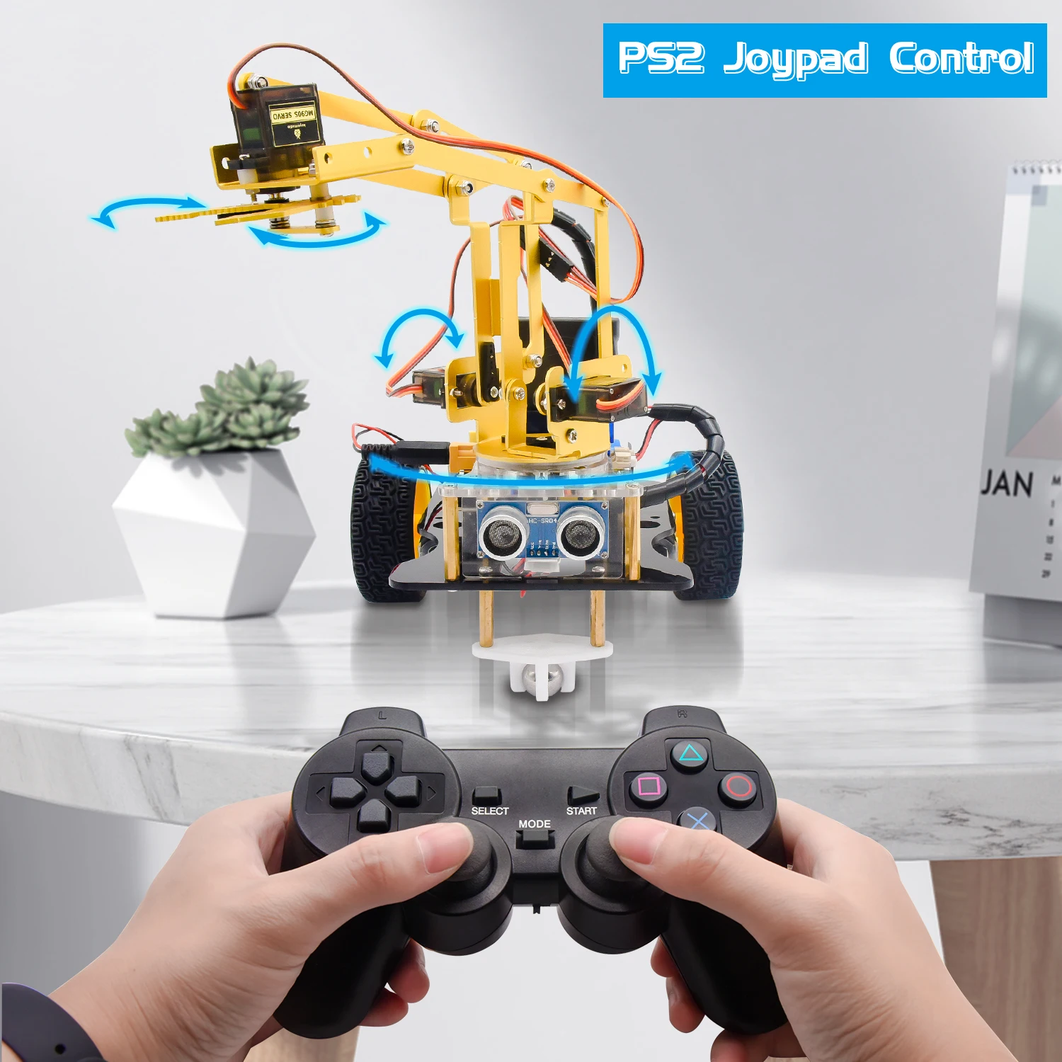 Keyestudio Complete 4DOF Metal Arm Robot Car Kit W/PS2 Contoller Bluetooth-compatible Kit for Arduino Robot Support Android &IOS Keyestudio Complete 4DOF Metal Arm Robot Car Kit W/PS2 Contoller Bluetooth-compatible Kit for Arduino Robot Support Android &IOS