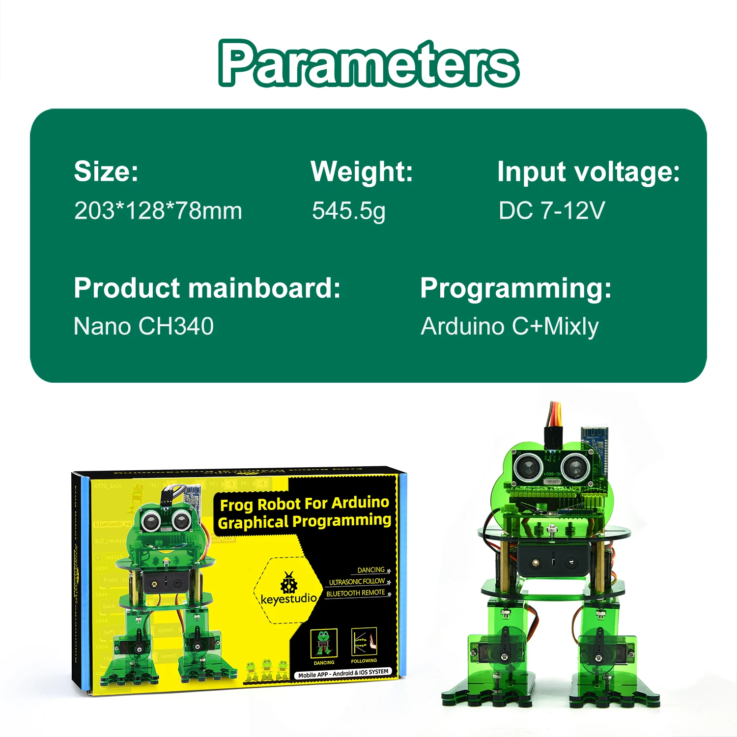 Keyestudio Frog Robot Car Kit For Arduino Robot Compatible With Arduino Nano Suporting Mixly Blocks Coding