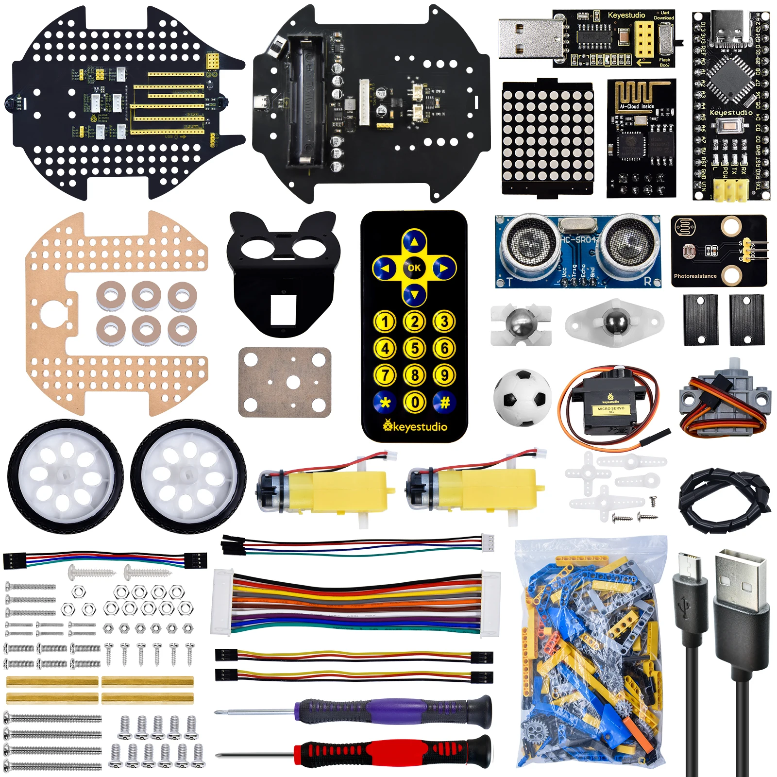 Keyestudio Beetlebot 3 in 1 Robot Car Kit+Lego Blocks for Arduino Nano Robot STEM Education C++/Scratch Programmable DIY Car Kit Keyestudio Beetlebot 3 in 1 Robot Car Kit+Lego Blocks for Arduino Nano Robot STEM Education C++/Scratch Programmable DIY Car Kit
