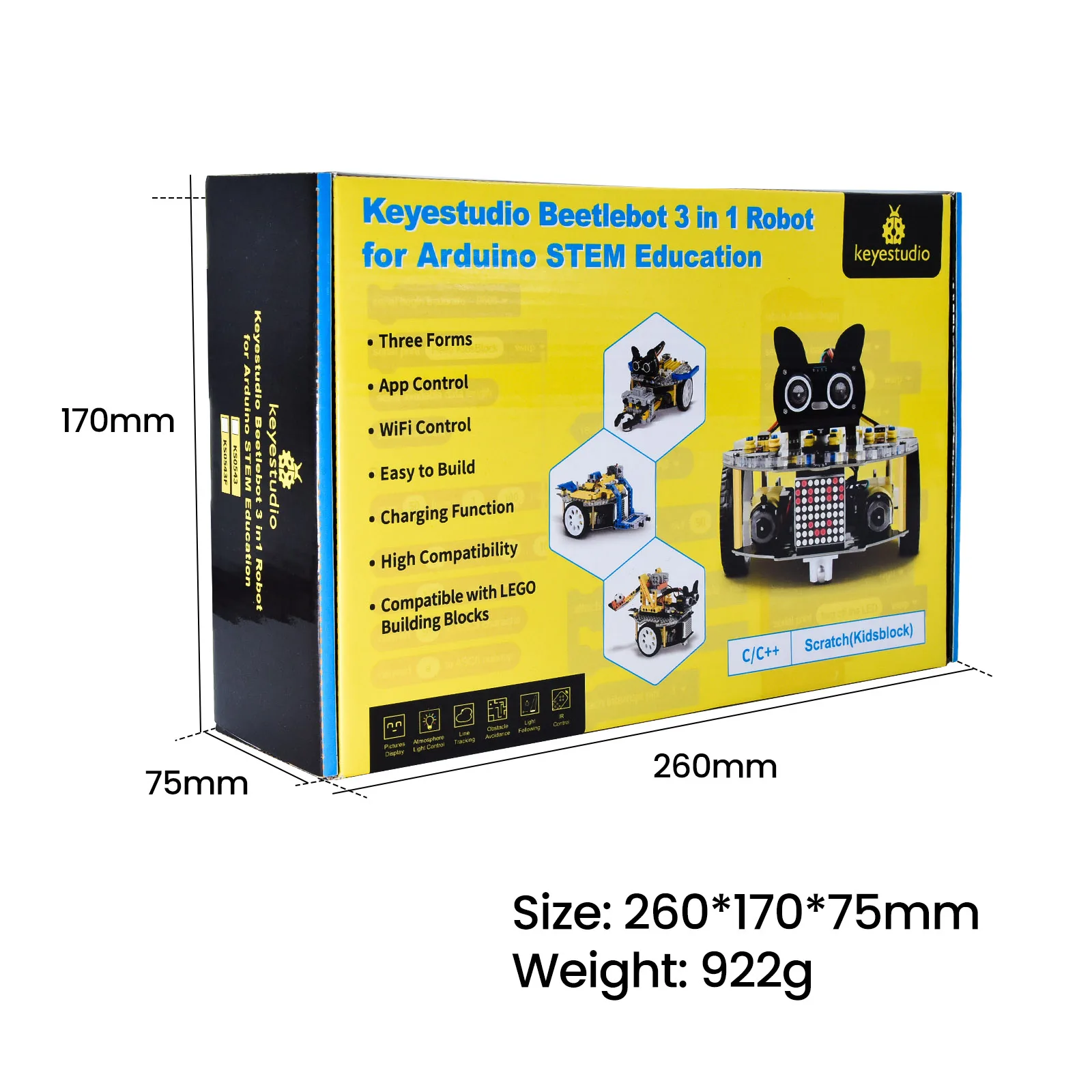 Keyestudio Beetlebot 3 in 1 Robot Car Kit+Lego Blocks for Arduino Nano Robot STEM Education C++/Scratch Programmable DIY Car Kit Keyestudio Beetlebot 3 in 1 Robot Car Kit+Lego Blocks for Arduino Nano Robot STEM Education C++/Scratch Programmable DIY Car Kit