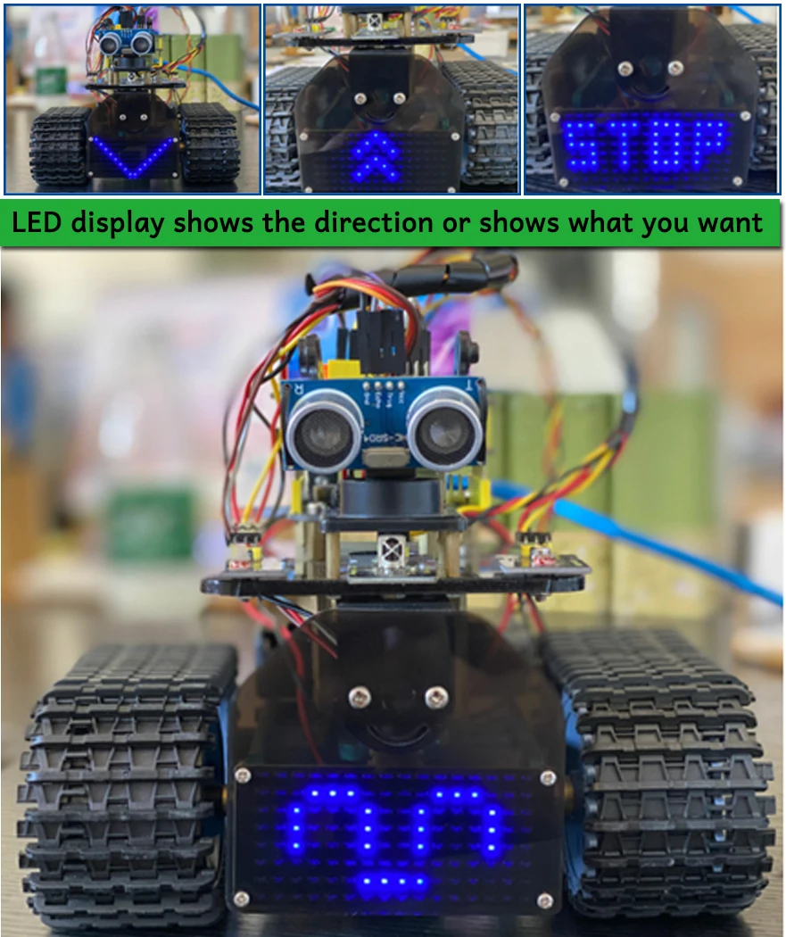 Keyestudio DIY Mini Tank Robot V2.0 Smart Robot Car Kit for Arduino Robot Kit STEM+ 15Projects IOS &Android Control CE Compliant
