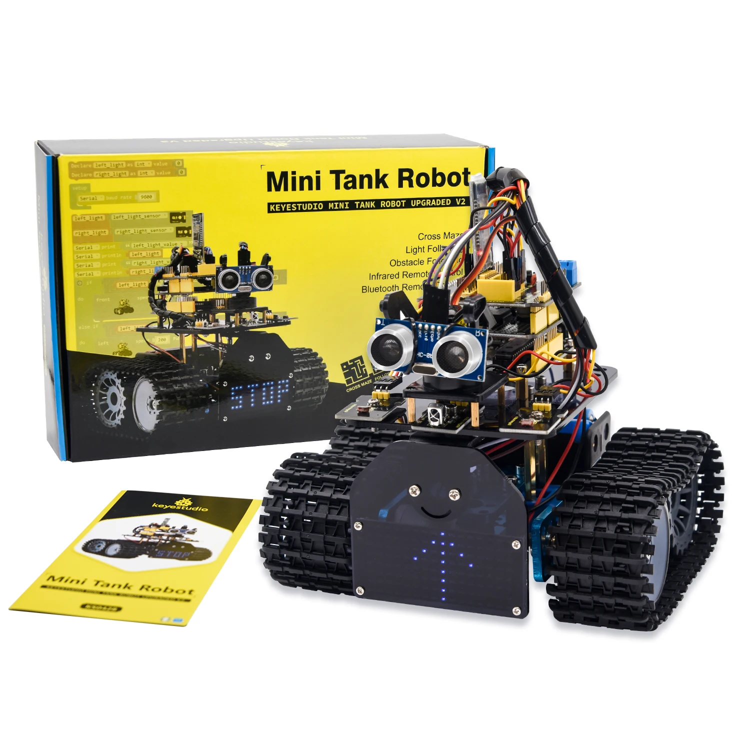 Keyestudio DIY Mini Tank Robot V2.0 Smart Robot Car Kit for Arduino Robot Kit STEM+ 15Projects IOS &Android Control CE Compliant Keyestudio DIY Mini Tank Robot V2.0 Smart Robot Car Kit for Arduino Robot Kit STEM+ 15Projects IOS &Android Control CE Compliant