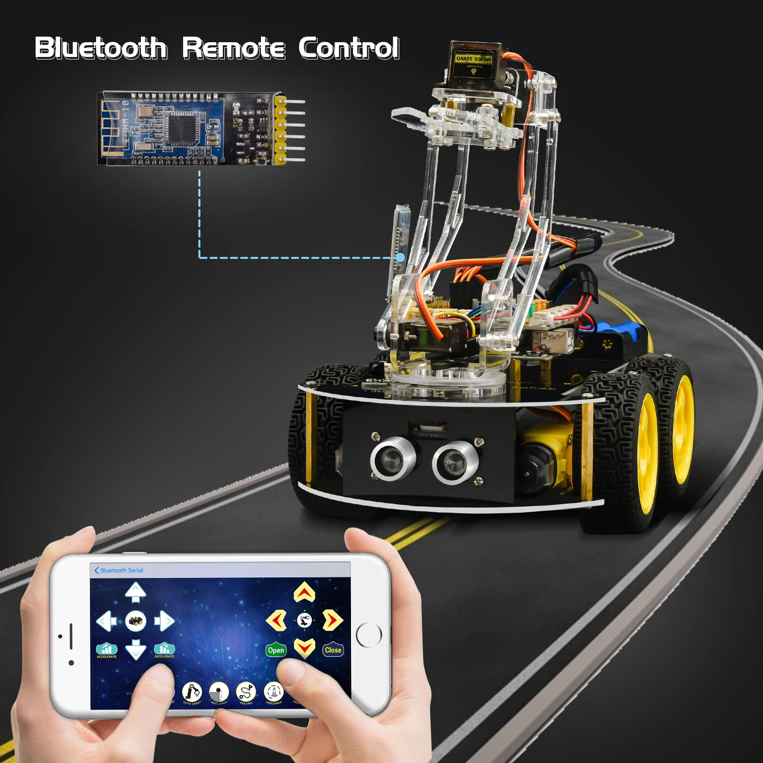 Keyestudio Mechanical 4WD Robot Arm Car Kit For Arduino Programming Projects Support Android &IOS DIY Electronic Easy Assembly