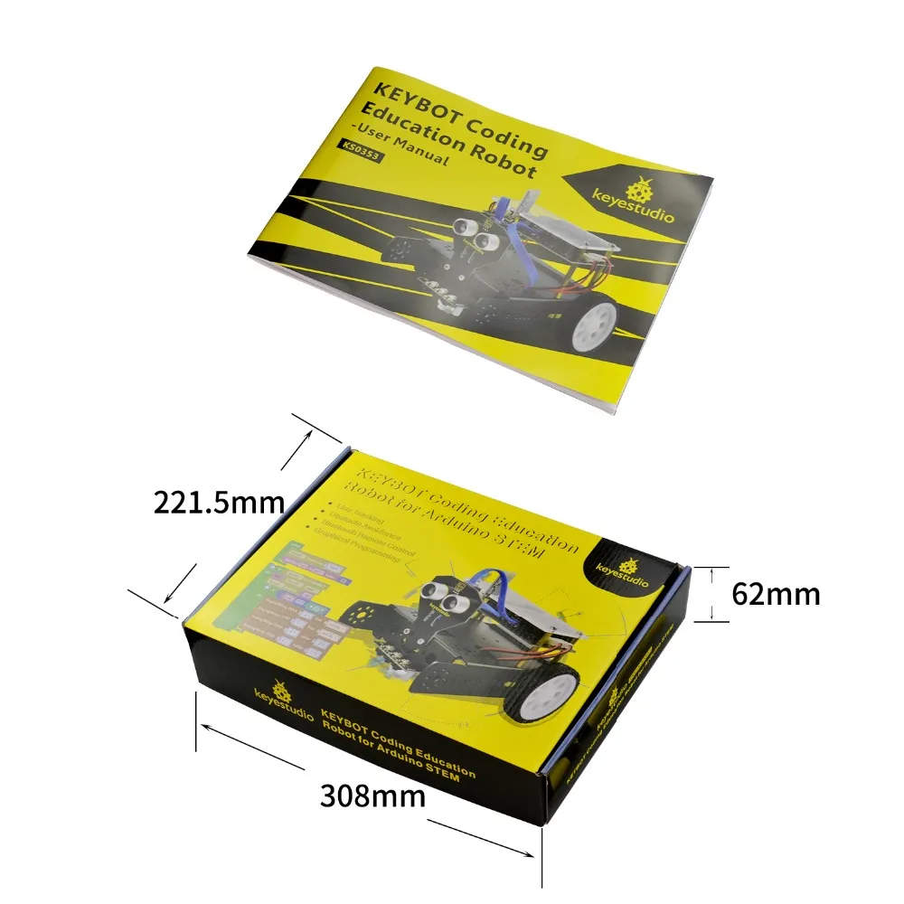 Keyestudio KEYBOT Programmable STEM Education Robot Car Kit TB6612 Driven RJ11 Control For Arduino Robot Graphical Programming