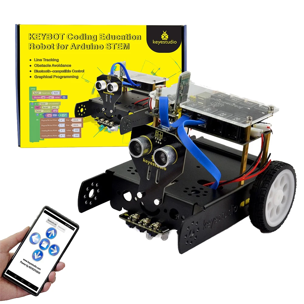 Keyestudio KEYBOT Programmable STEM Education Robot Car Kit TB6612 Driven RJ11 Control For Arduino Robot Graphical Programming Keyestudio KEYBOT Programmable STEM Education Robot Car Kit TB6612 Driven RJ11 Control For Arduino Robot Graphical Programming