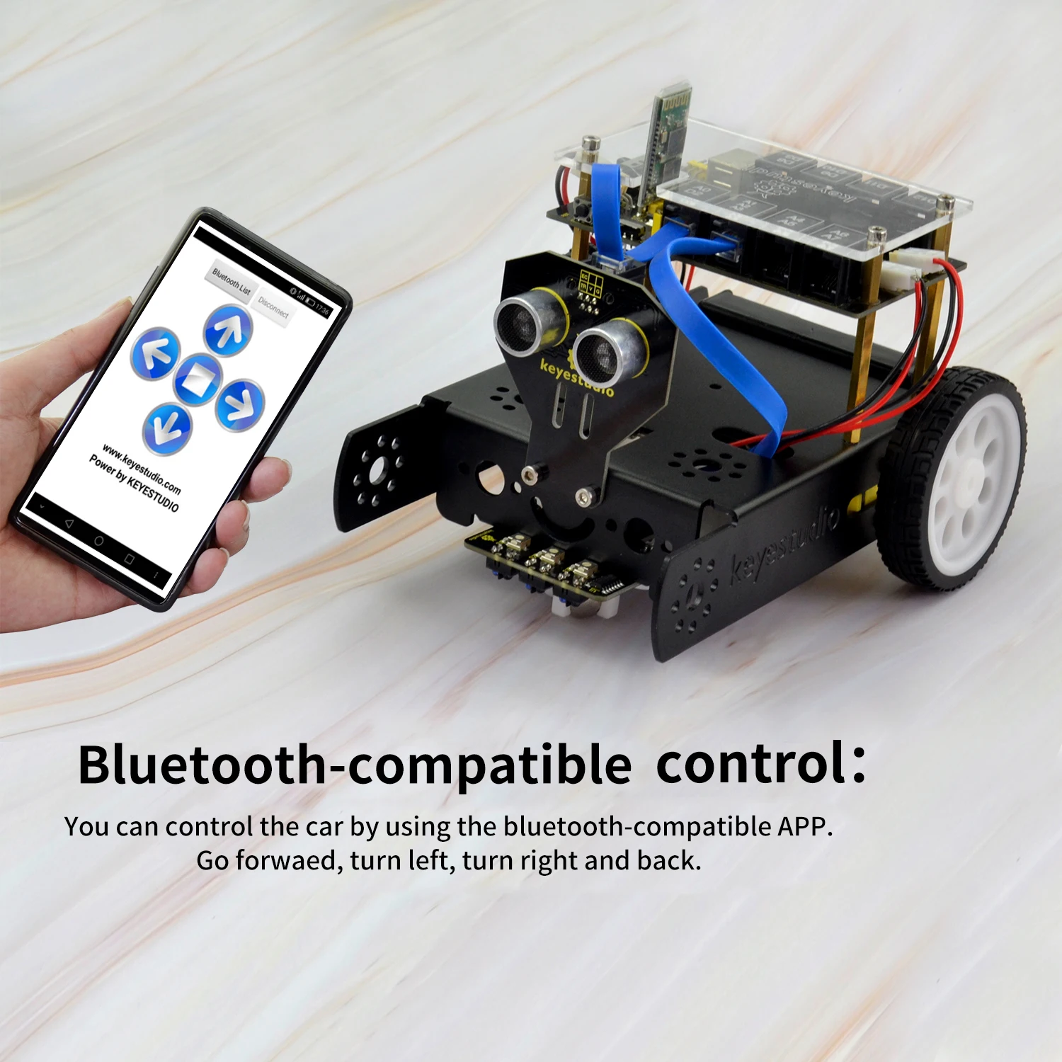 Keyestudio KEYBOT Programmable STEM Education Robot Car Kit TB6612 Driven RJ11 Control For Arduino Robot Graphical Programming