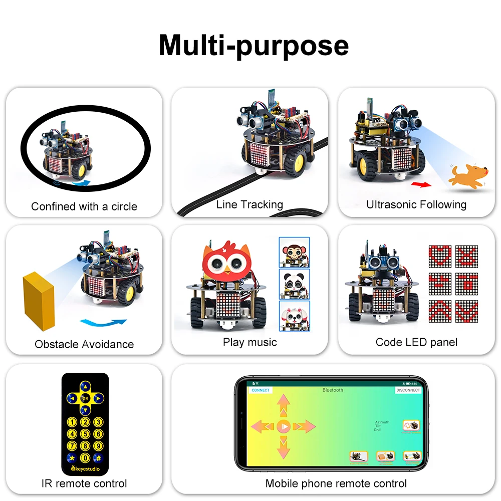 Keyestudio Multifunction Smart Little Turtle Robot Car V3.0 for Arduino Robot STEM Kids Toy Programable Robot Kit Keyestudio Multifunction Smart Little Turtle Robot Car V3.0 for Arduino Robot STEM Kids Toy Programable Robot Kit