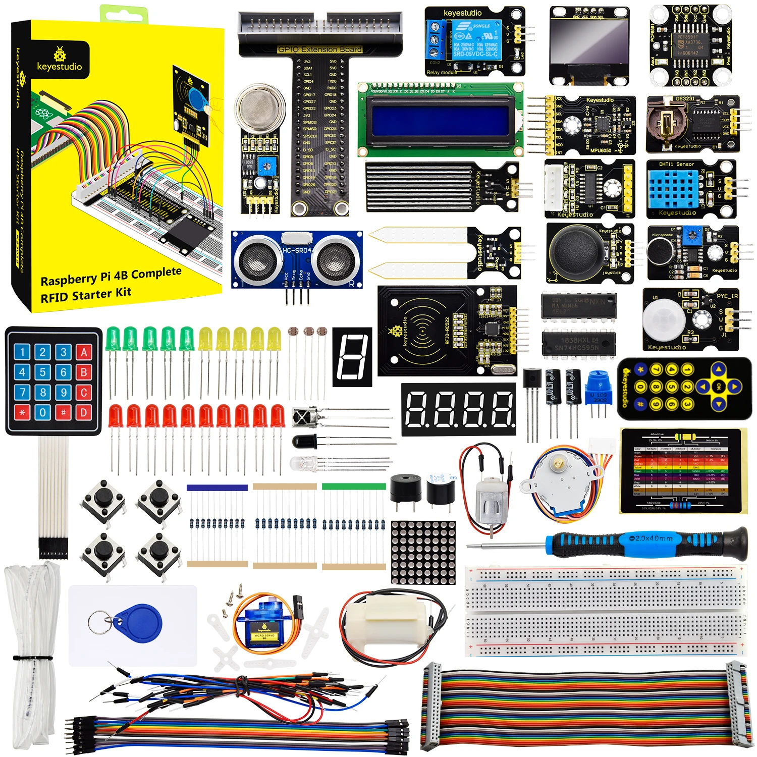 Keyestduio Complete RFID Starter Kit For Raspberry Pi 4B/3B+40Projects /Linux&Python &C Language Programming(NO RPI 4B Board)