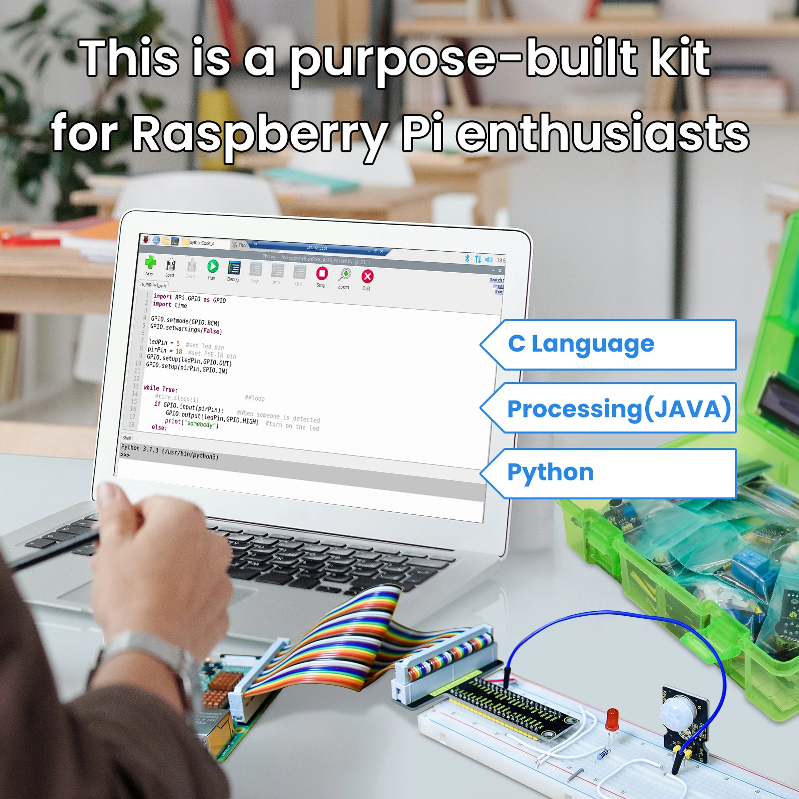 Keyestduio Complete RFID Starter Kit For Raspberry Pi 4B/3B+40Projects /Linux&Python &C Language Programming(NO RPI 4B Board)