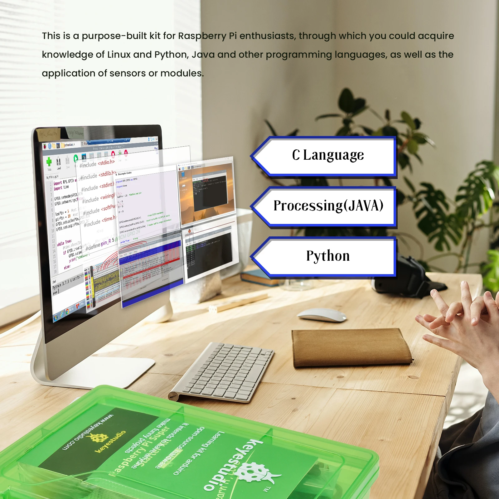 Keyestduio Complete RFID Starter Kit For Raspberry Pi 4B/3B+40Projects /Linux&Python &C Language Programming(NO RPI 4B Board)