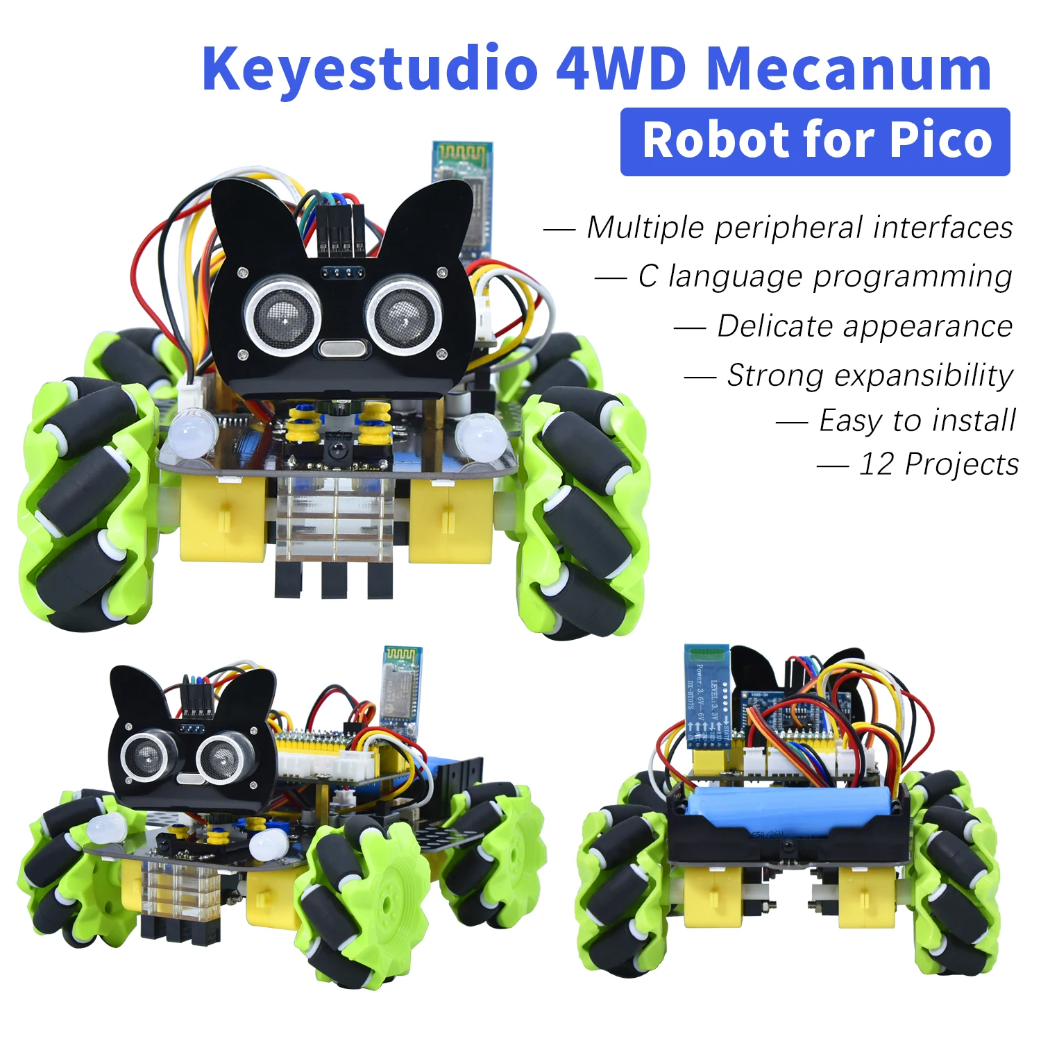 Keyestudio 4WD Raspberry Pi PICO Robot for Raspberry Pi Pico Programming STEM Robotics Kit Support Arduino C+Python Tutorial Keyestudio 4WD Raspberry Pi PICO Robot for Raspberry Pi Pico Programming STEM Robotics Kit Support Arduino C+Python Tutorial