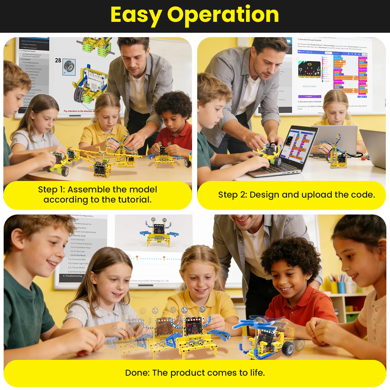 Keyestuido Micro bit V2 Variant Master 8-IN-1 Robot Kit For Micro:bit Programming Starter Learning Kit Compatible with Lego