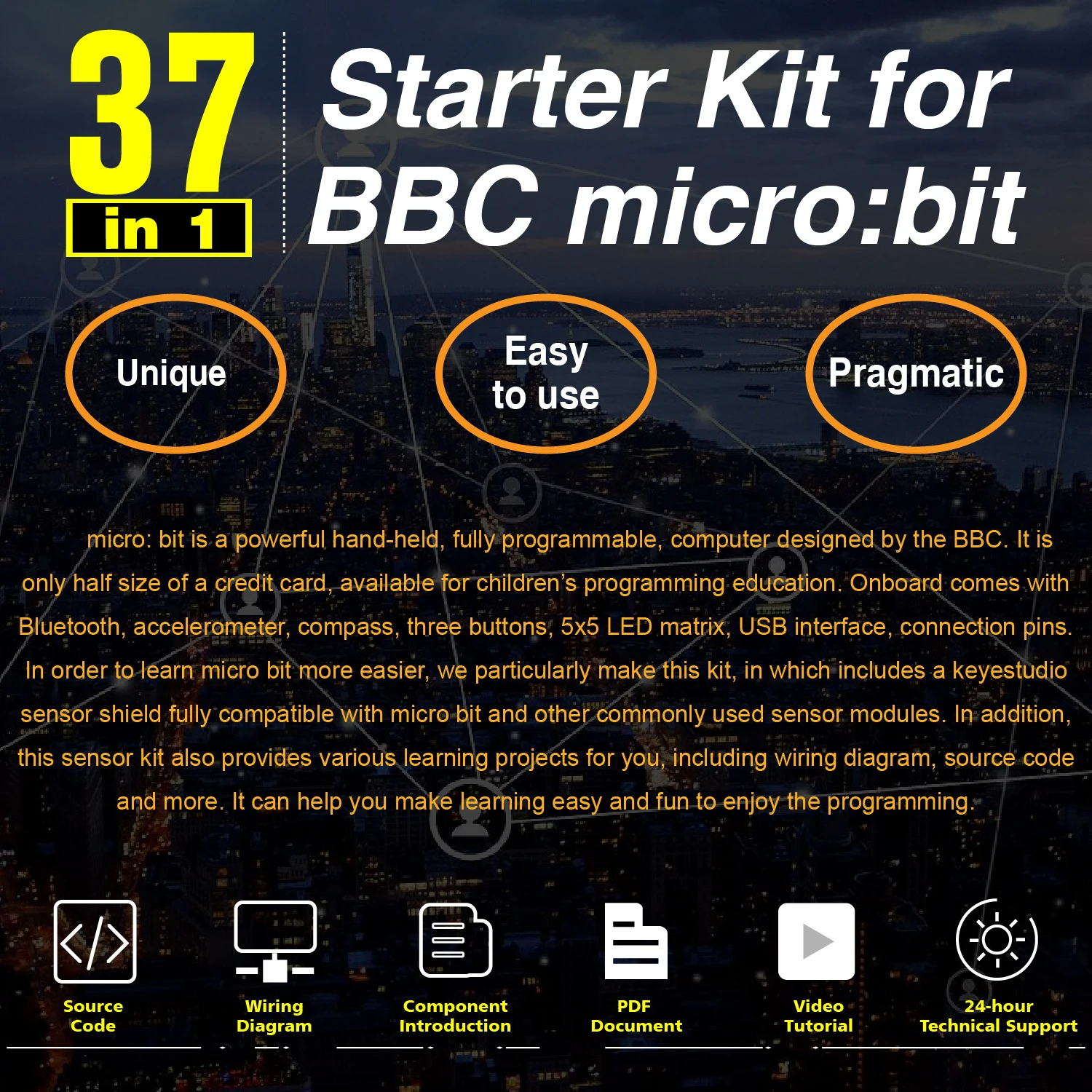 Keyestudio 37 in 1 Sensors Starter Kit For BBC micro:bit STEM Education Electronic Learning Kit For micro bit+49 Projects Keyestudio 37 in 1 Sensors Starter Kit For BBC micro:bit STEM Education Electronic Learning Kit For micro bit+49 Projects