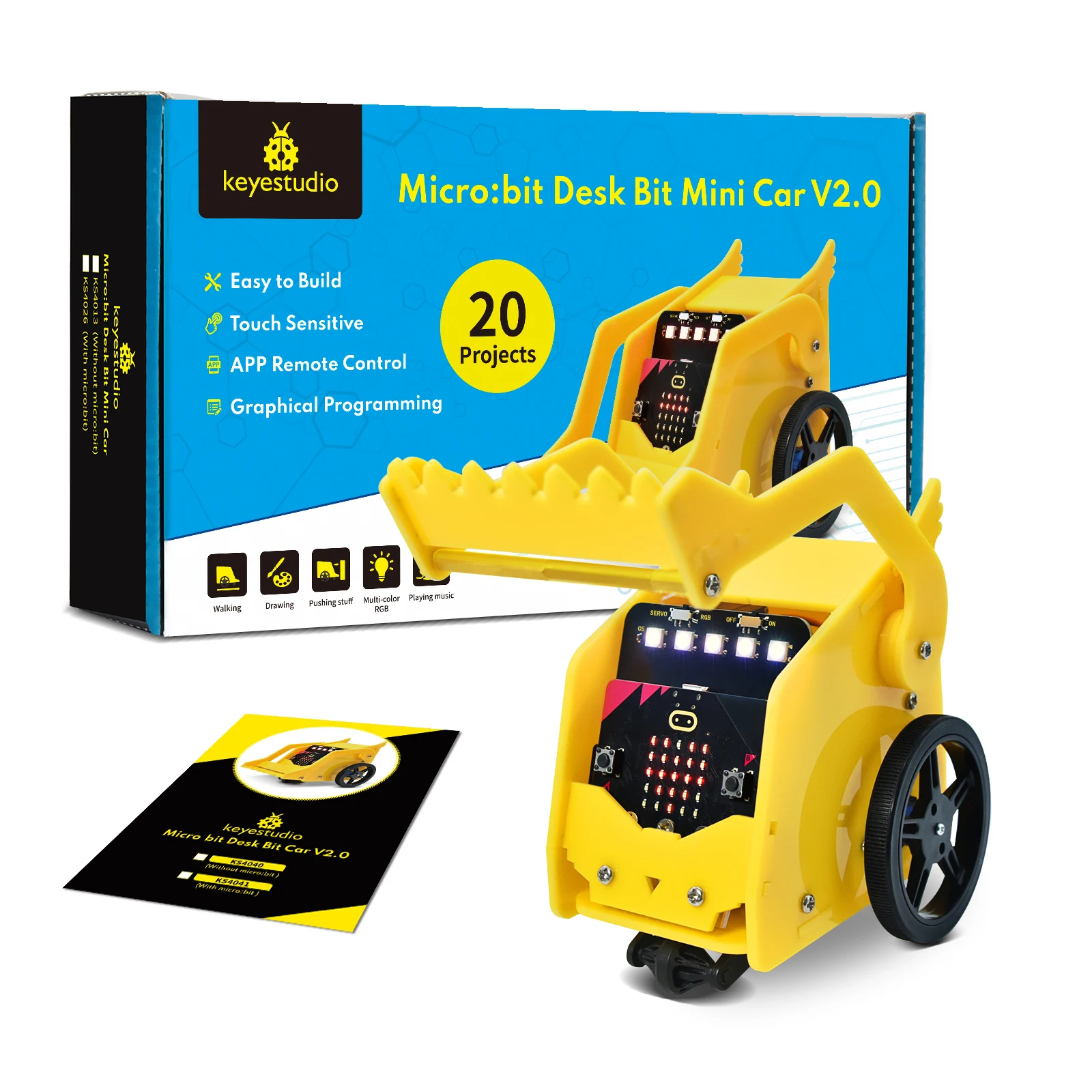 Keyestudio Micro:Bit V2 DeskBit Small Robot Smart Car for Microbit Robot STEM Programming Car Kit Makecode Graphical Programming Keyestudio Micro:Bit V2 DeskBit Small Robot Smart Car for Microbit Robot STEM Programming Car Kit Makecode Graphical Programming