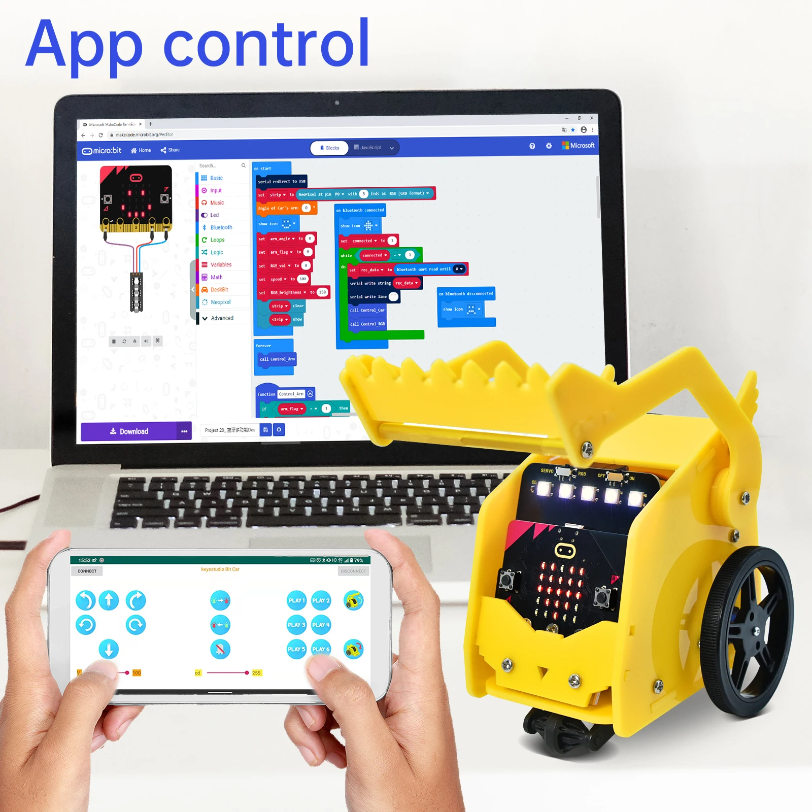 Keyestudio Micro:Bit V2 DeskBit Small Robot Smart Car for Microbit Robot STEM Programming Car Kit Makecode Graphical Programming Keyestudio Micro:Bit V2 DeskBit Small Robot Smart Car for Microbit Robot STEM Programming Car Kit Makecode Graphical Programming