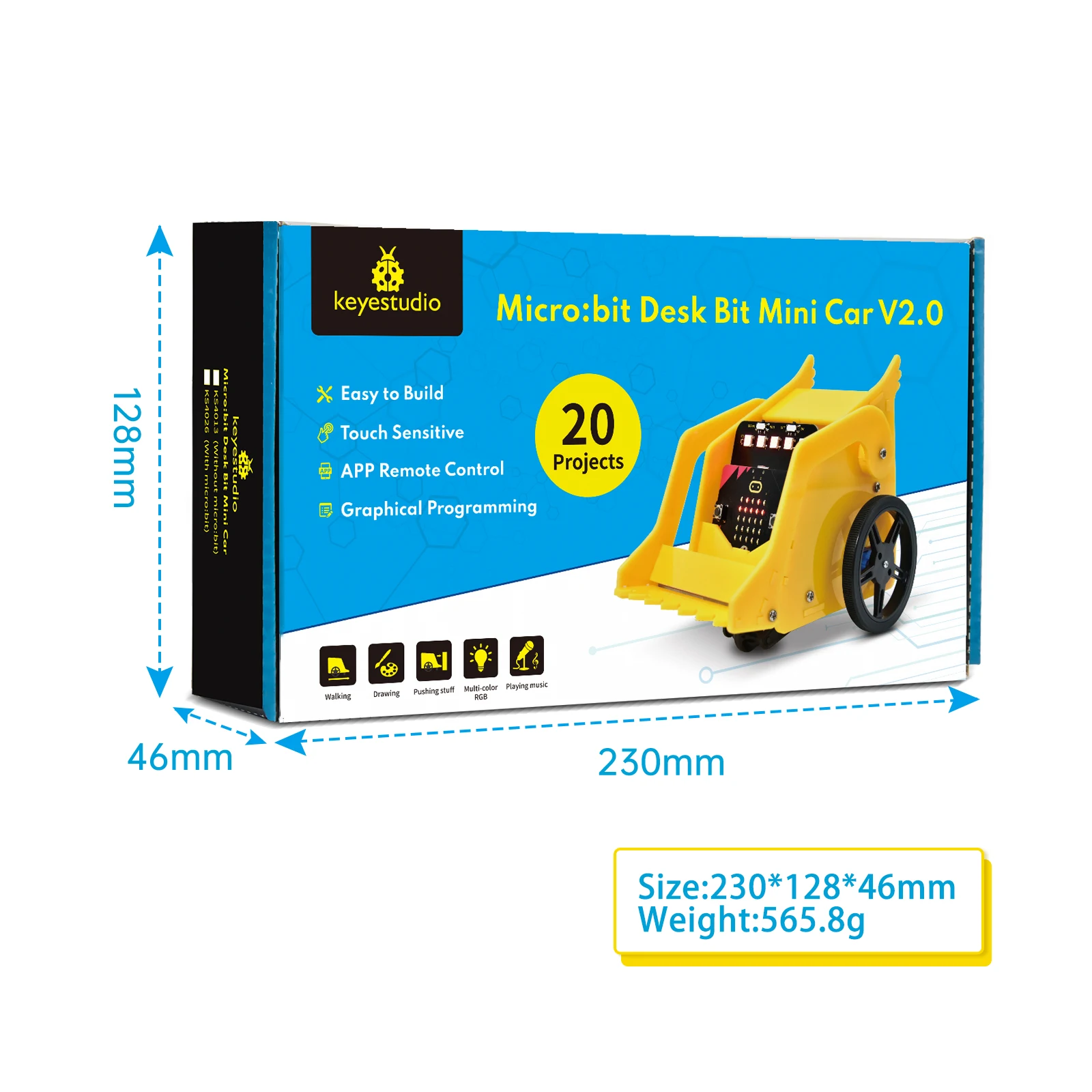 Keyestudio Micro:Bit V2 DeskBit Small Robot Smart Car for Microbit Robot STEM Programming Car Kit Makecode Graphical Programming