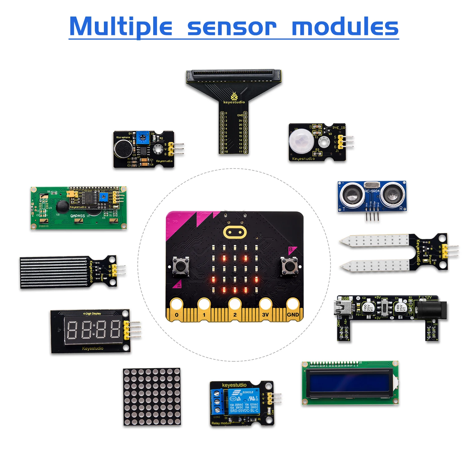 Keyestudio Micro:bit V2 Basic Starter Kit DIY Electronic Kit for BBC Micro:bit STEM Programming Study Kit (With Microbit V2)