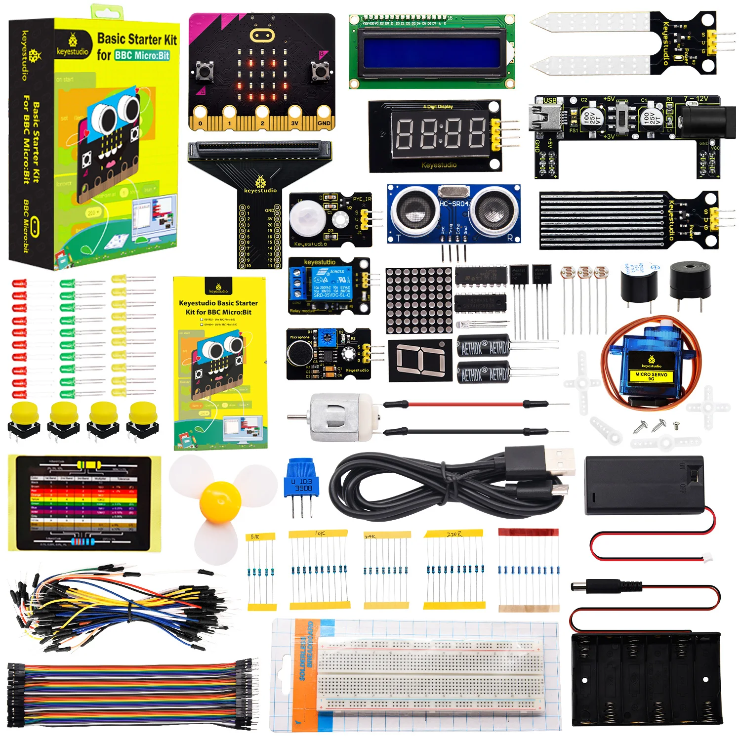 Keyestudio Micro:bit V2 Basic Starter Kit DIY Electronic Kit for BBC Micro:bit STEM Programming Study Kit (With Microbit V2)