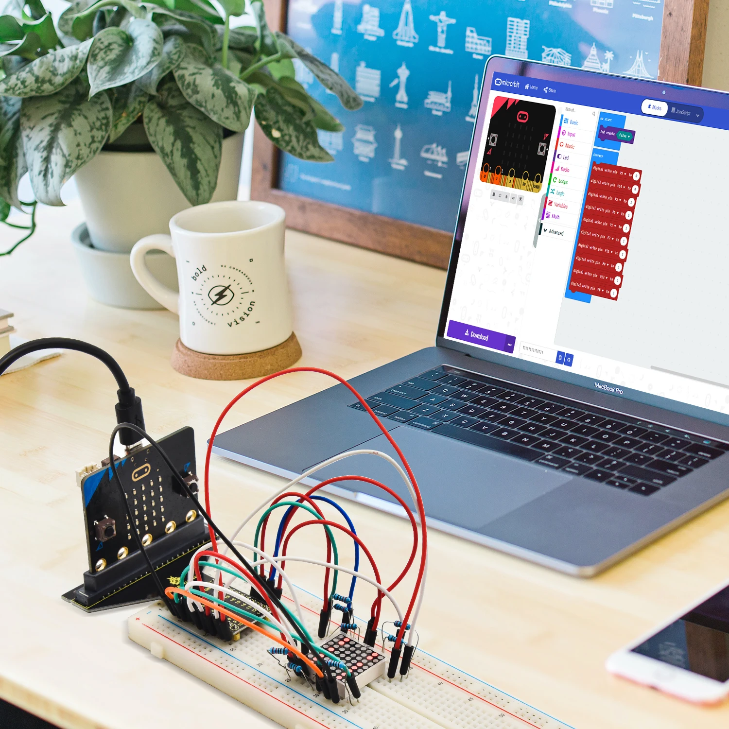 Keyestudio Micro:bit V2 Basic Starter Kit DIY Electronic Kit for BBC Micro:bit STEM Programming Study Kit (With Microbit V2)