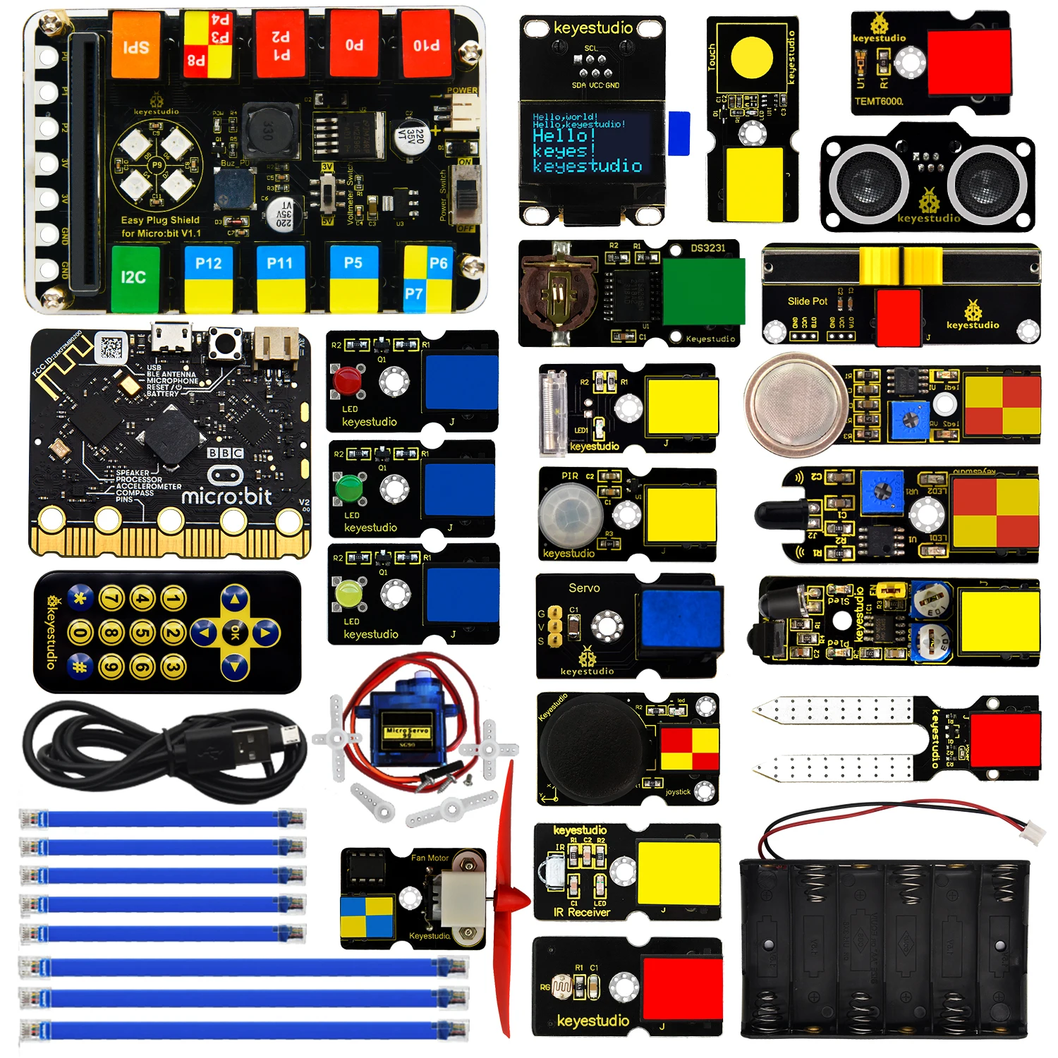 Keyestudio Micro:bit EASY Plug Complete Starter Kit for BBC Microbit STEM Programming Sensor Starter Kit+Micro:bit Board Keyestudio Micro:bit EASY Plug Complete Starter Kit for BBC Microbit STEM Programming Sensor Starter Kit+Micro:bit Board