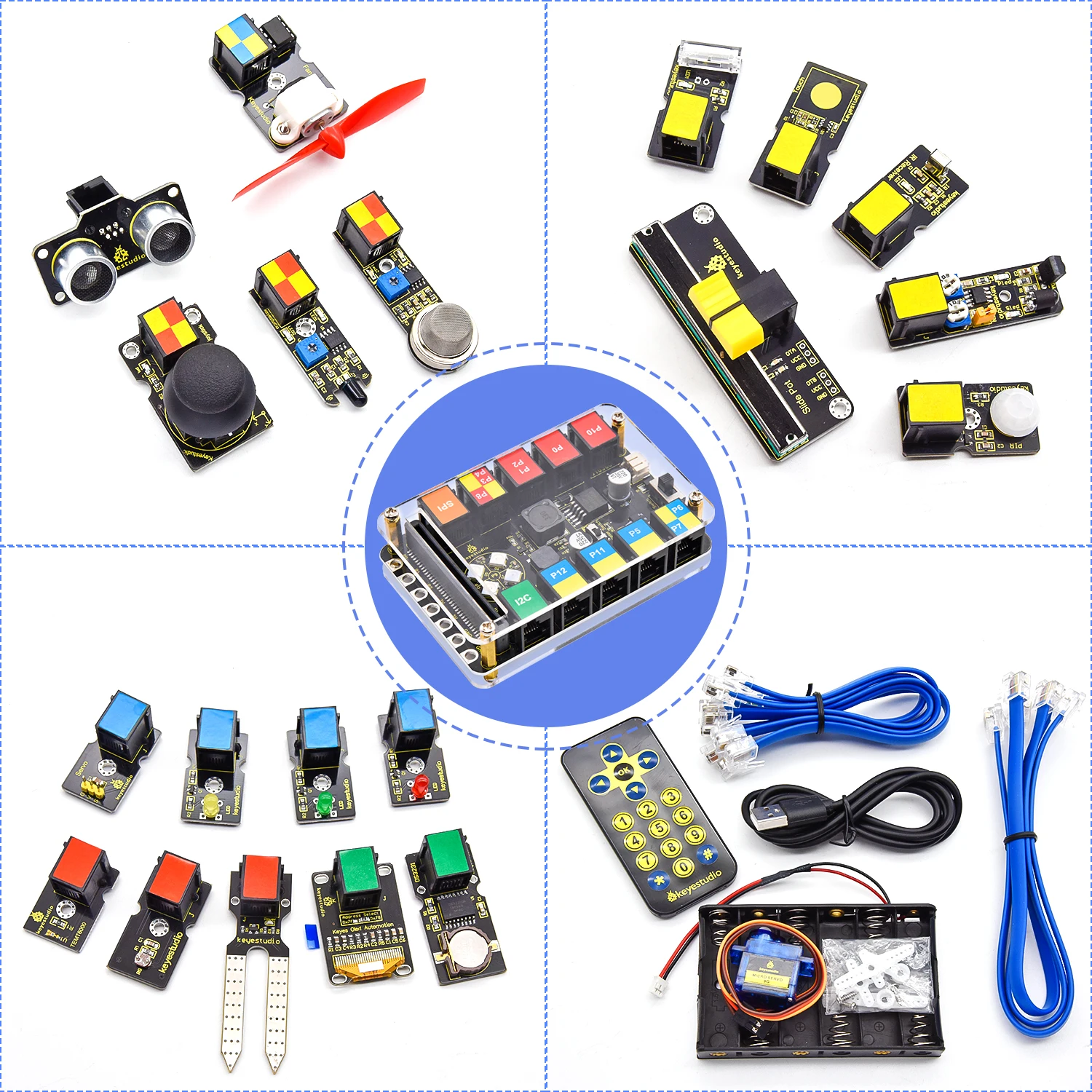 Keyestudio Micro:bit EASY Plug Complete Starter Kit for BBC Microbit STEM Programming Sensor Starter Kit+Micro:bit Board