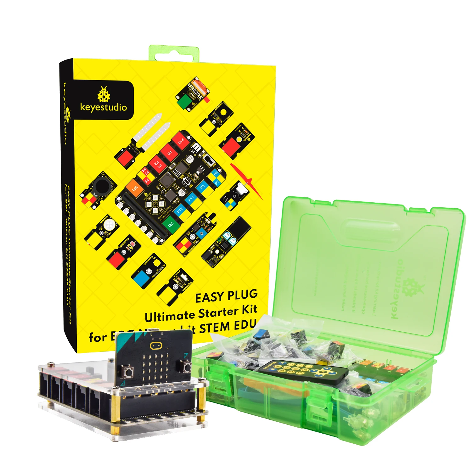 Keyestudio Micro:bit EASY Plug Complete Starter Kit for BBC Microbit STEM Programming Sensor Starter Kit+Micro:bit Board