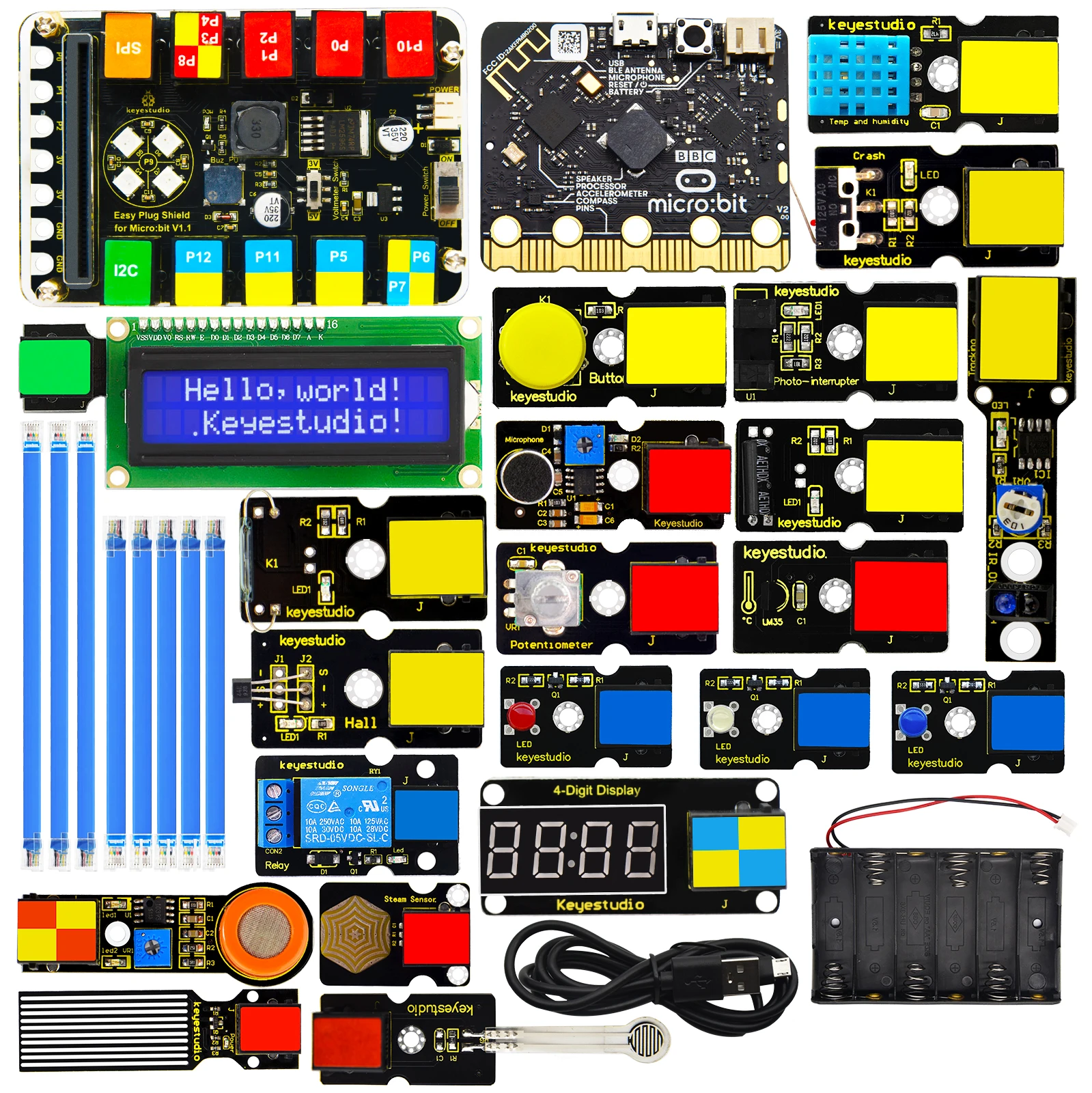Keyestudio EASY PLUG Microbit V2 Board Super Starter Kit for BBC Micro:Bit Kit STEM EDU Graphic Programming Electronic Kit Keyestudio EASY PLUG Microbit V2 Board Super Starter Kit for BBC Micro:Bit Kit STEM EDU Graphic Programming Electronic Kit
