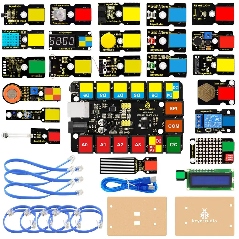 Keyestudio EASY PLUG RJ11 Super Starter Learning Kit For Arduino STEM EDU/Compatible With Mixly Block Coding Keyestudio EASY PLUG RJ11 Super Starter Learning Kit For Arduino STEM EDU/Compatible With Mixly Block Coding
