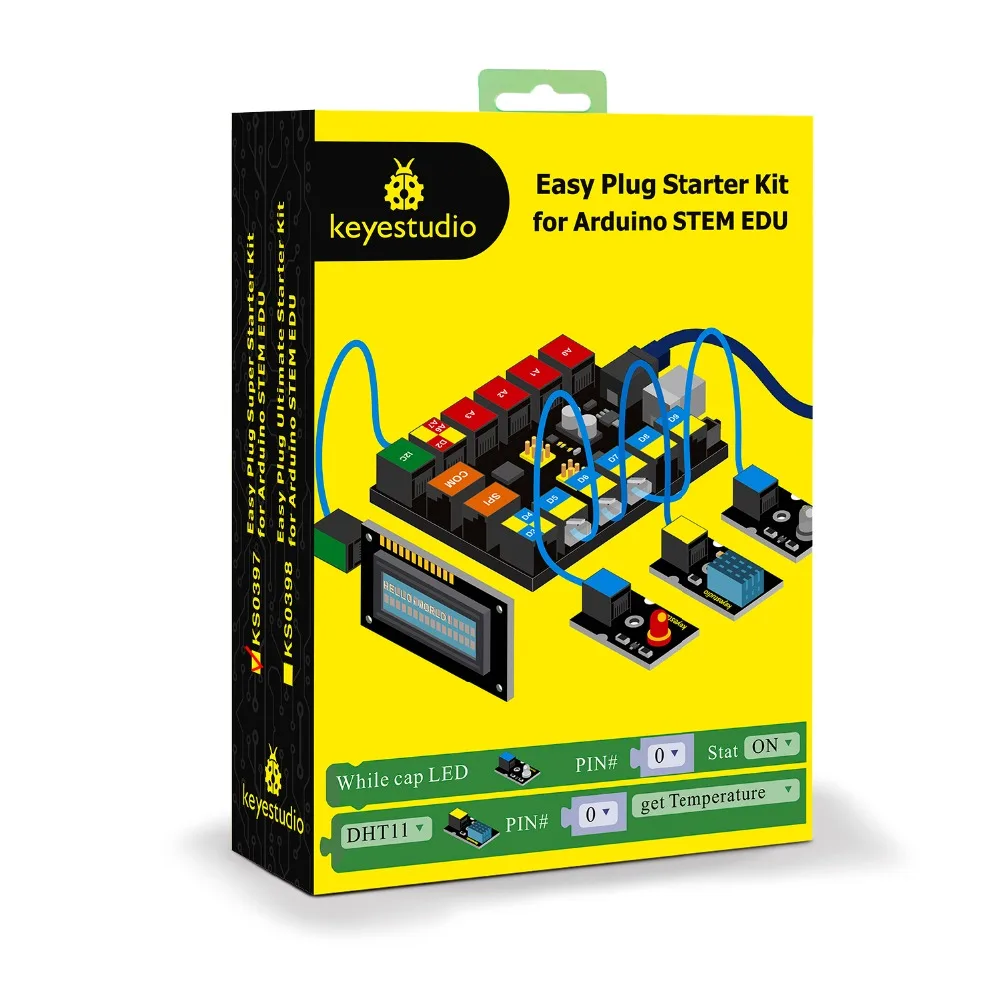 Keyestudio EASY PLUG RJ11 Super Starter Learning Kit For Arduino STEM EDU/Compatible With Mixly Block Coding Keyestudio EASY PLUG RJ11 Super Starter Learning Kit For Arduino STEM EDU/Compatible With Mixly Block Coding