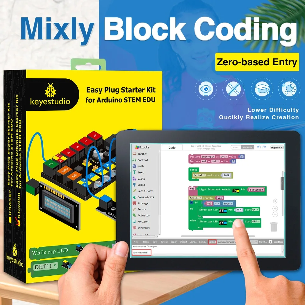 keyestudio EASY plug Ultimate Starter Learning Kit for Arduino STEM EDU/Compatible With Mixly Block keyestudio EASY plug Ultimate Starter Learning Kit for Arduino STEM EDU/Compatible With Mixly Block