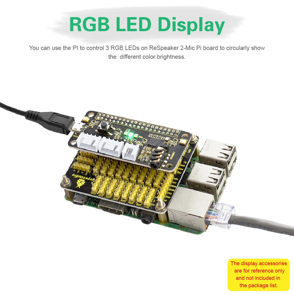 2PCSKeyestudio 5V ReSpeaker 2-Mic Pi HAT V1.0 Expansion Board For Raspberry Pi 4B/3B+/3B CE Certification