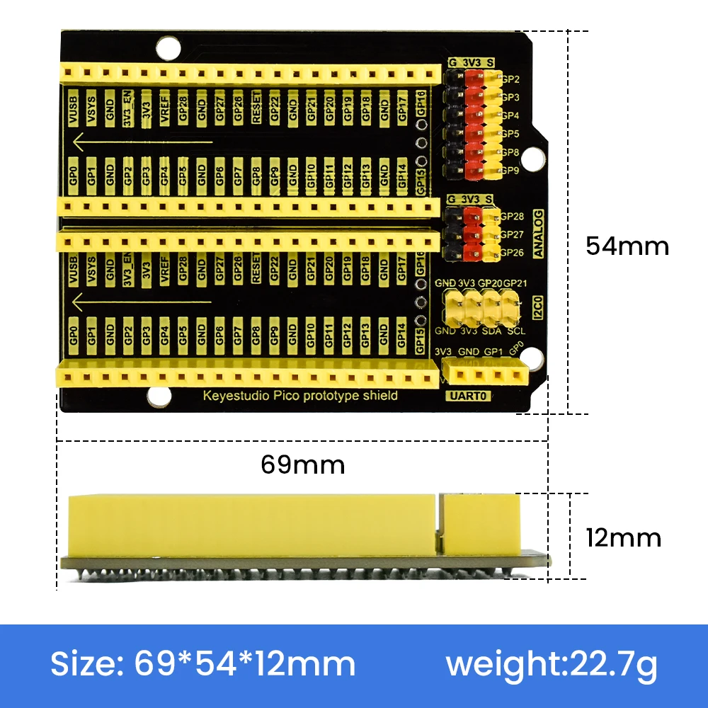 Keyestudio Pico IO Prototype Expansion board for Raspberry pi Diy Kit Electronics for Adults STEM Education Programming Study