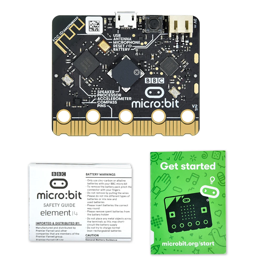 Original Micro:Bit Go Kit For BBC Micro:bit V2 Board+Battery Holder No AAA Batteries +Micro USB Cable for Coding and Programming Original Micro:Bit Go Kit For BBC Micro:bit V2 Board+Battery Holder No AAA Batteries +Micro USB Cable for Coding and Programming