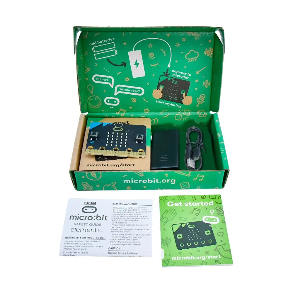 Original Micro:Bit Go Kit For BBC Micro:bit V2 Board+Battery Holder No AAA Batteries +Micro USB Cable for Coding and Programming