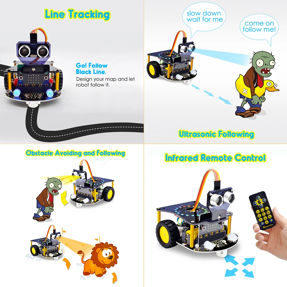 Keyestudio Microbit V2 Robot Car Kit for BBC Microbit V2 Smart Robot Cars for Makecode & Micropython Programming STEM Kit
