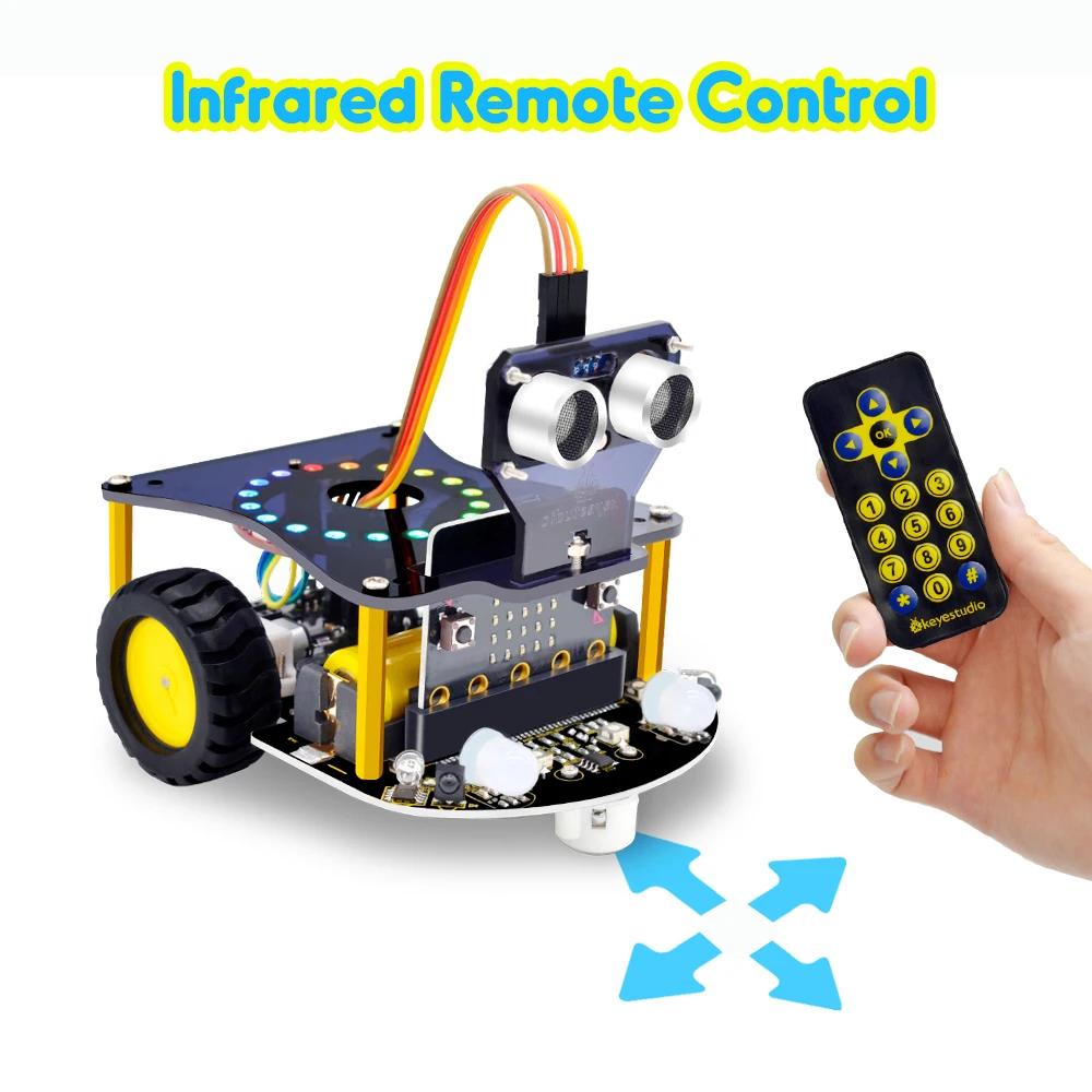 Keyestudio Microbit V2 Robot Car Kit for BBC Microbit V2 Smart Robot Cars for Makecode & Micropython Programming STEM Kit