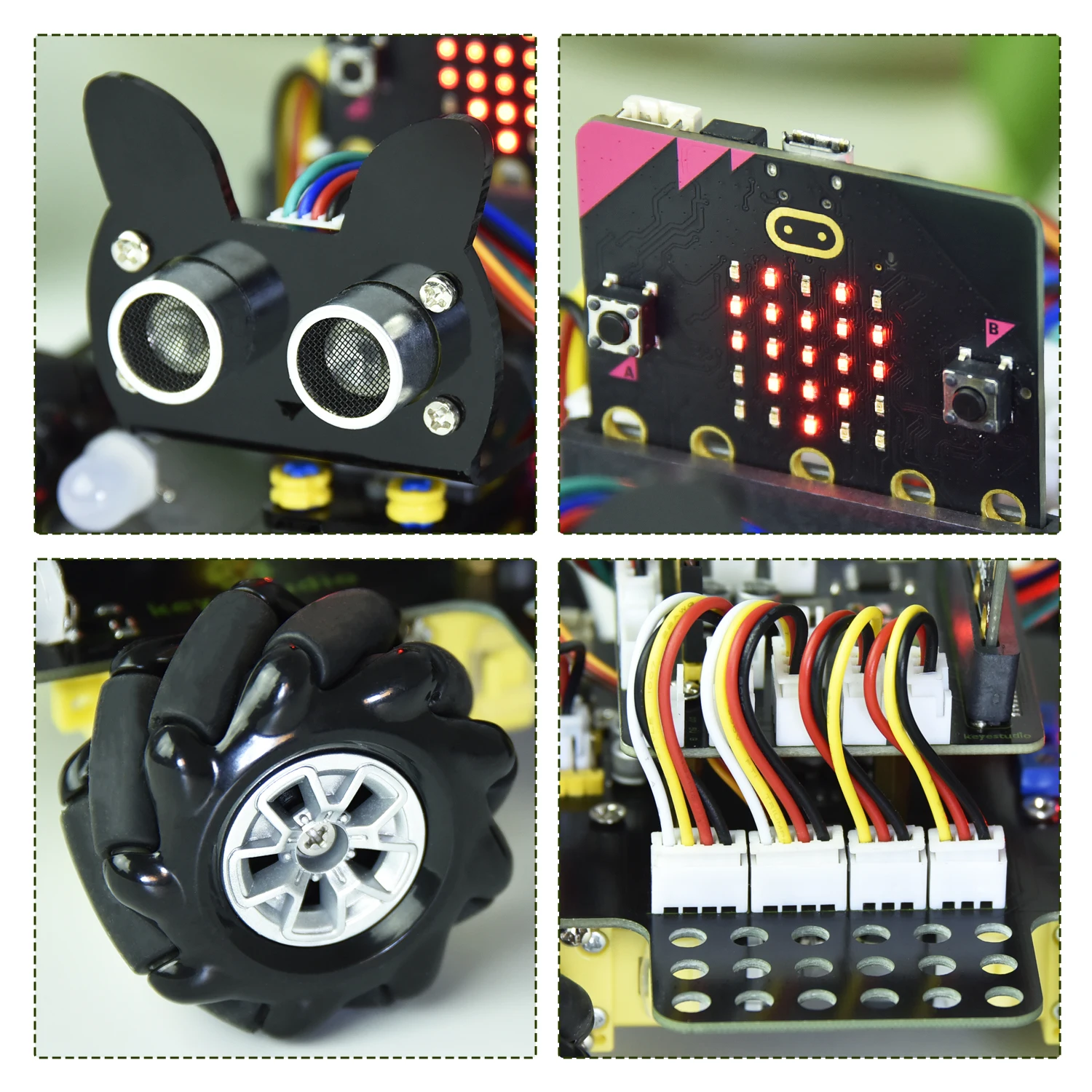 Keyestudio 4WD Mecanum Robot Car for Micro:bit V2 Wheel Robot Car Kit STEM Toys Makecode &Python Programming with Microbit V2 Keyestudio 4WD Mecanum Robot Car for Micro:bit V2 Wheel Robot Car Kit STEM Toys Makecode &Python Programming with Microbit V2