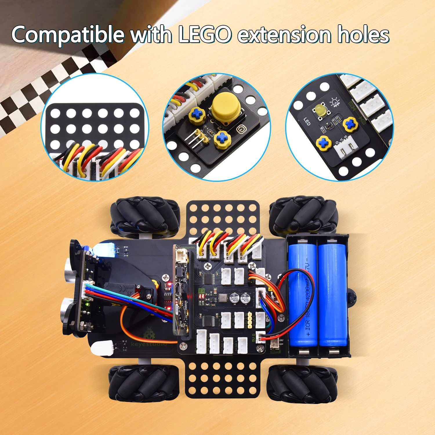 Keyestudio 4WD Mecanum Robot Car for Micro:bit V2 Wheel Robot Car Kit STEM Toys Makecode &Python Programming with Microbit V2 Keyestudio 4WD Mecanum Robot Car for Micro:bit V2 Wheel Robot Car Kit STEM Toys Makecode &Python Programming with Microbit V2