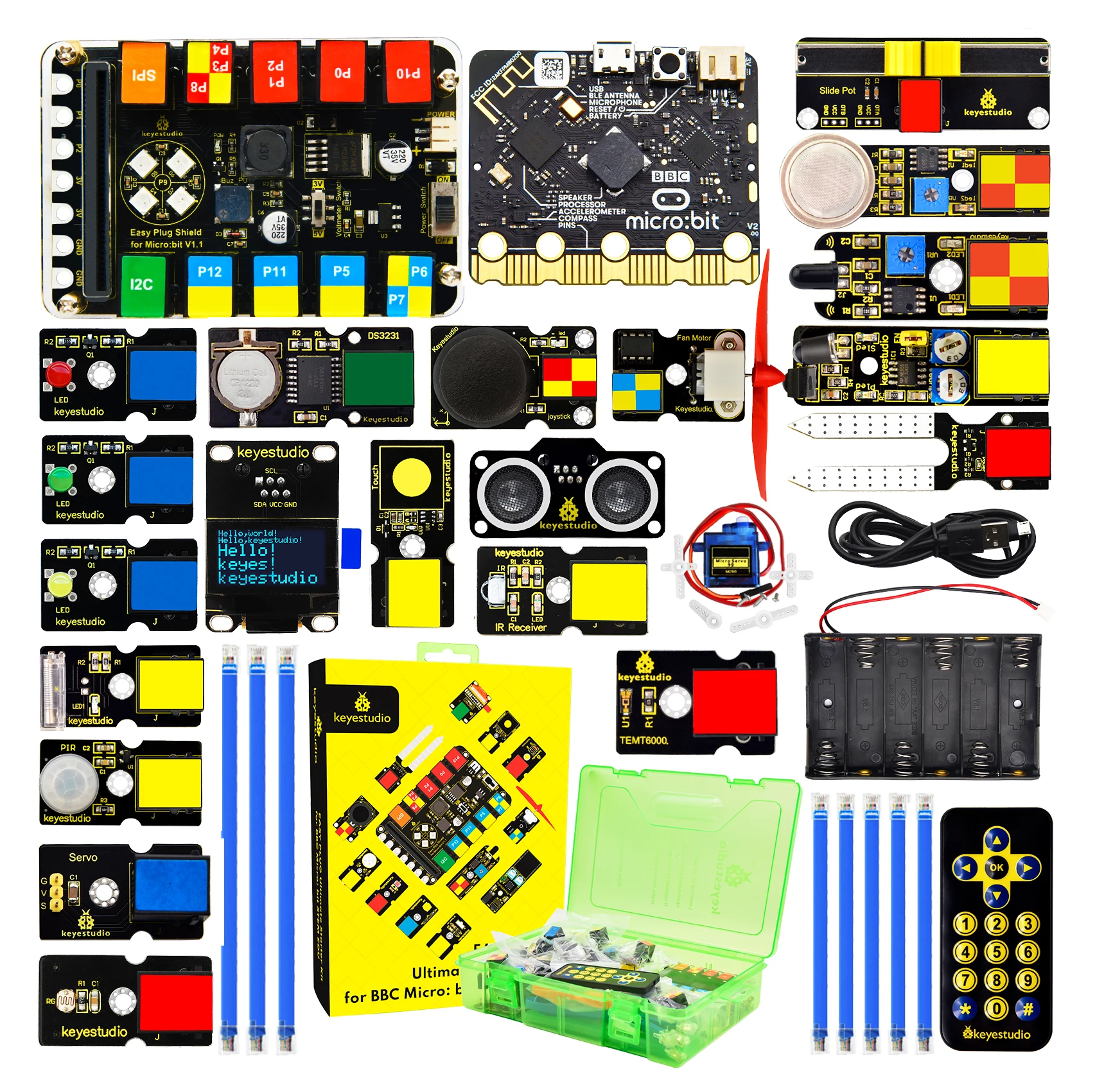 Keyestudio Micro:bit EASY Plug Ultimate Starter Kit for BBC Microbit STEM EDU Programming Learning Sensor Starter Kit Keyestudio Micro:bit EASY Plug Ultimate Starter Kit for BBC Microbit STEM EDU Programming Learning Sensor Starter Kit